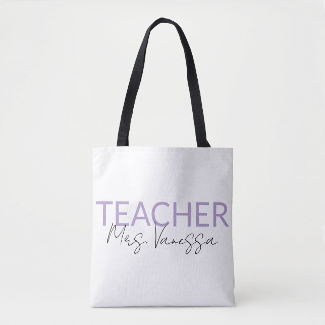 Personalisation Teacher Name Tote Bag, Retro Teach Bag (Front)