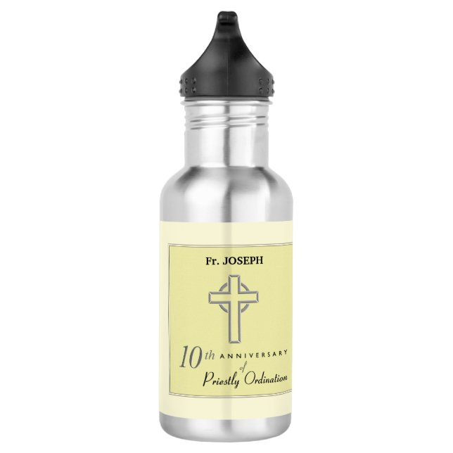 Personalise, 10th Anniversary of Priest Embossed 532 Ml Water Bottle (Right)