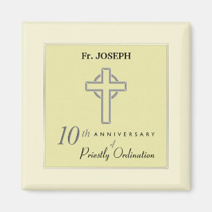 Personalise, 10th Anniversary of Priest Embossed Magnet