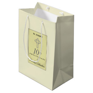 Personalise, 10th Anniversary of Priest Embossed Medium Gift Bag