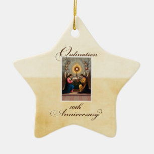 Personalise, 10th Ordination Anniversary Angels Ceramic Tree Decoration