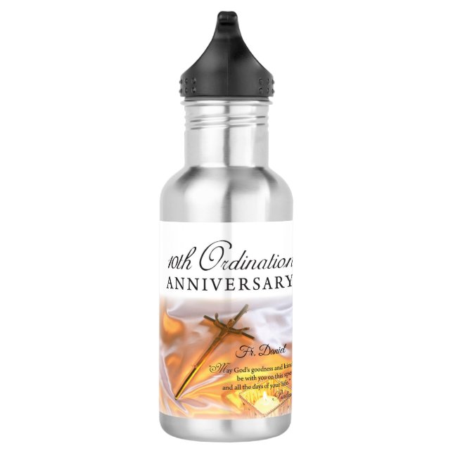 Personalise, 10th Ordination Anniversary, Cross 532 Ml Water Bottle (Right)