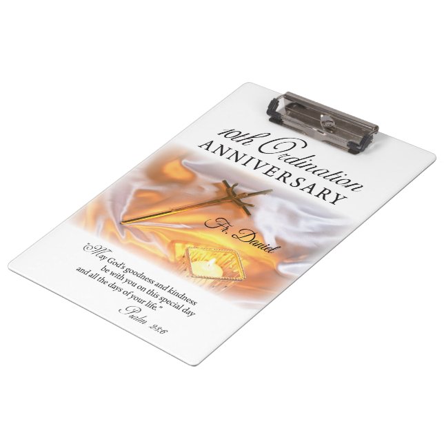 Personalise, 10th Ordination Anniversary, Cross Clipboard (Angled)