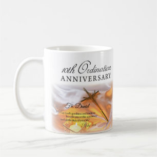 Personalise, 10th Ordination Anniversary, Cross Coffee Mug