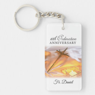 Personalise, 10th Ordination Anniversary, Cross Key Ring