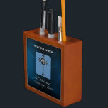 Personalise, 10th Ordination Anniversary of Priest Desk Organiser<br><div class="desc">Join in the celebration of a priest on his 10th Year Anniversary of Ordination by sending him this handsome and holy blue gift,  souvenir,  giveaway or party essential centred on a cross.</div>