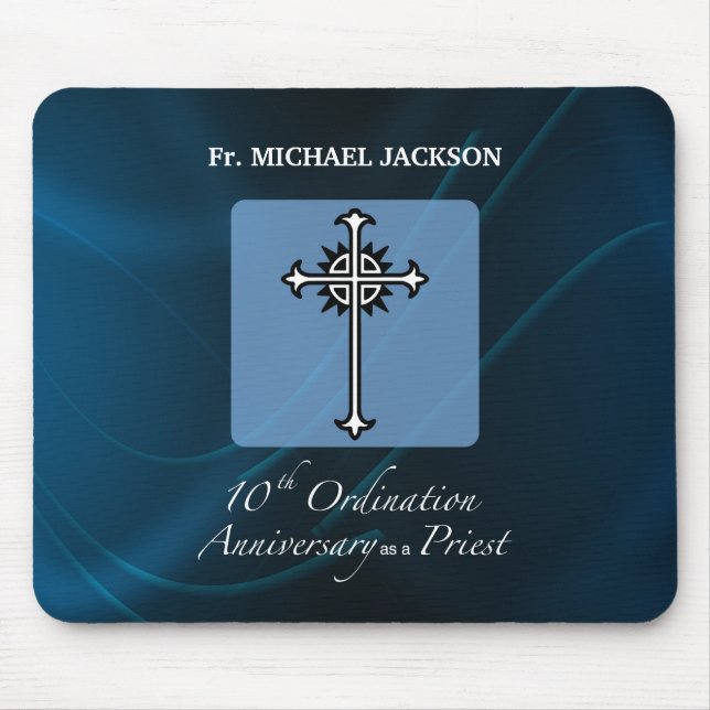 Personalise, 10th Ordination Anniversary of Priest Mouse Mat (Front)
