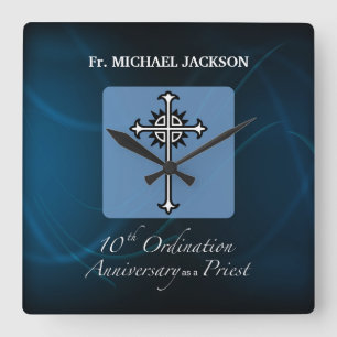 Personalise, 10th Ordination Anniversary of Priest Square Wall Clock