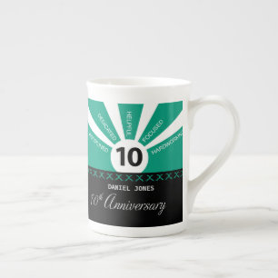 Personalise, 10th Year Employee Anniversary Bone China Mug