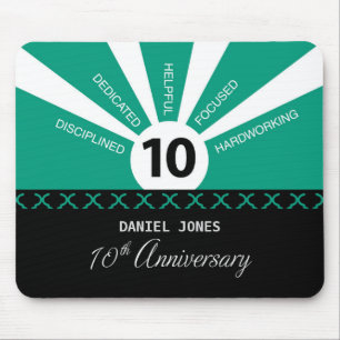 Personalise, 10th Year Employee Anniversary Mouse Mat