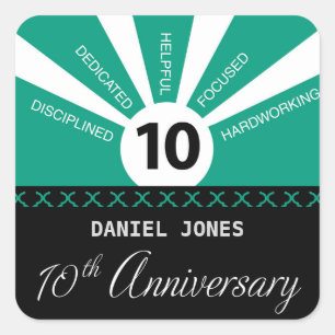 Personalise, 10th Year Employee Anniversary Square Sticker