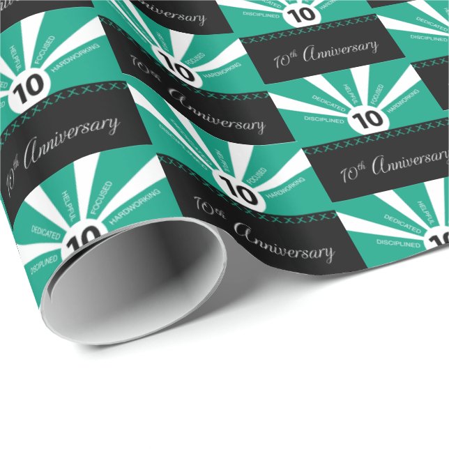 Personalise, 10th Year Employee Anniversary Wrapping Paper (Roll Corner)