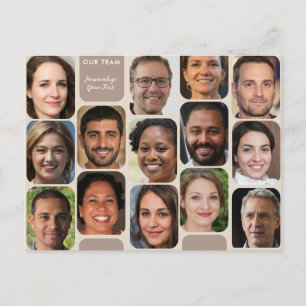 Personalise 14 Photos Classy Taupe Modern Our Team Postcard