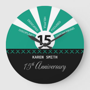 Personalise, 15th Yr Employee Business Anniversary Large Clock