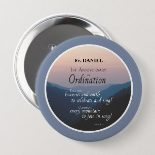 Personalise 1st Anniversary of Ordination Congrats 10 Cm Round Badge