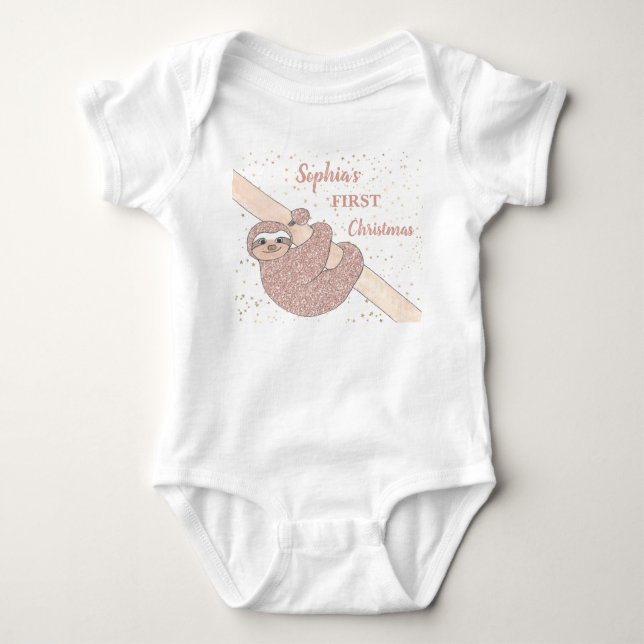 Personalise 1st Christmas Sloth Baby Bodysuit (Front)