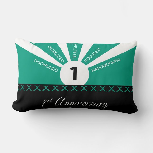 Personalise, 1st Year Employee Anniversary Lumbar Cushion (Front)