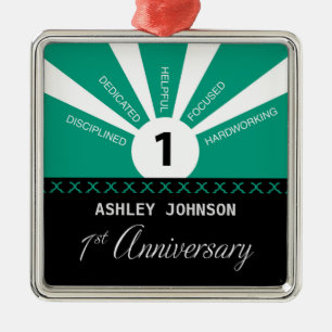 Personalise, 1st Year Employee Anniversary Metal Tree Decoration