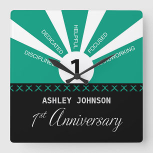 Personalise, 1st Year Employee Anniversary Square Wall Clock