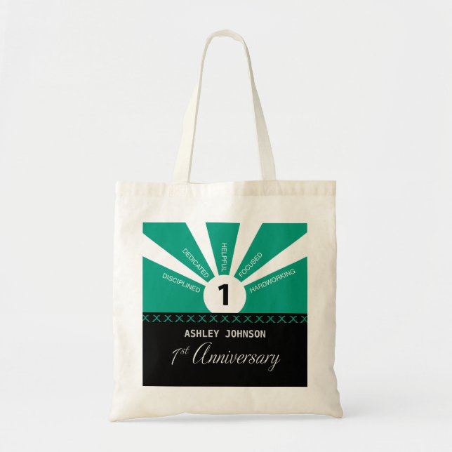 Personalise, 1st Year Employee Anniversary Tote Bag (Front)