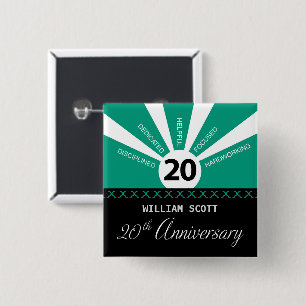 Personalise, 20th Yr Business Employee Anniversary 15 Cm Square Badge
