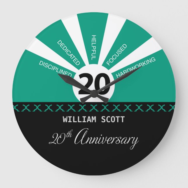 Personalise, 20th Yr Business Employee Anniversary Large Clock (Front)