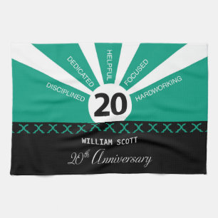 Personalise, 20th Yr Business Employee Anniversary Tea Towel