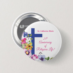 Personalise, 25th Anniversary Nun Religious Life 6 Cm Round Badge