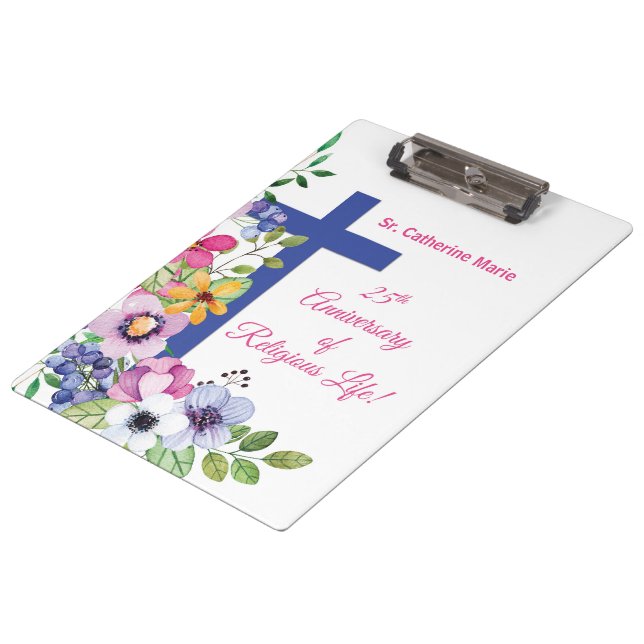 Personalise, 25th Anniversary Nun Religious Life Clipboard (Angled)