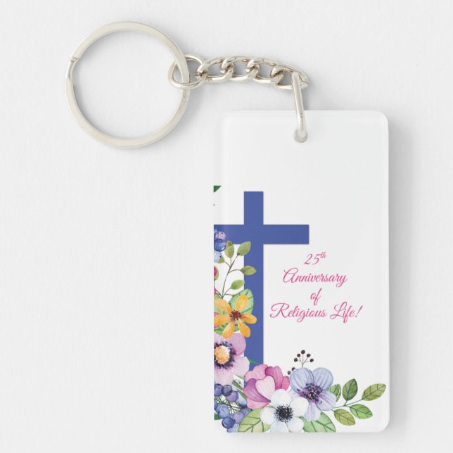 Personalise, 25th Anniversary Nun Religious Life Key Ring (Front)