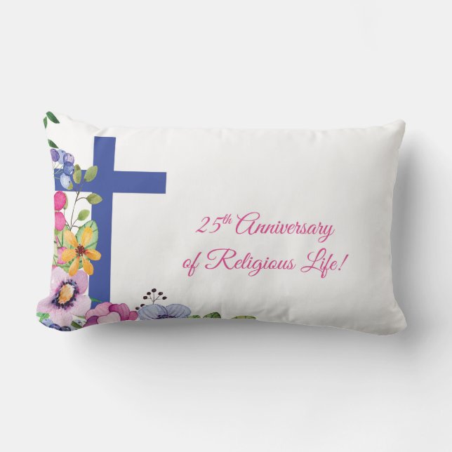 Personalise, 25th Anniversary Nun Religious Life Lumbar Cushion (Front)