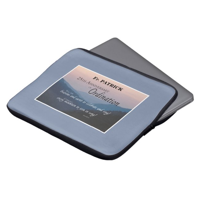 Personalise 25th Anniversary Ordination Congrats Laptop Sleeve (Front Top)