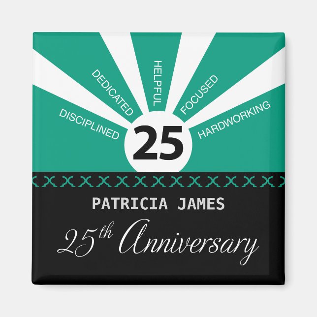 Personalise, 25th Year Employee Anniversary Magnet (Front)