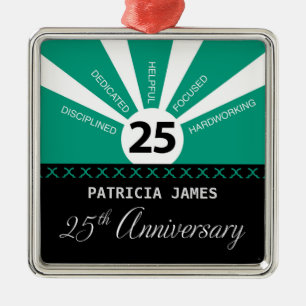 Personalise, 25th Year Employee Anniversary Metal Tree Decoration