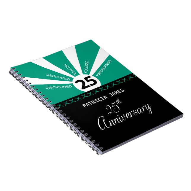 Personalise, 25th Year Employee Anniversary Notebook (Right Side)