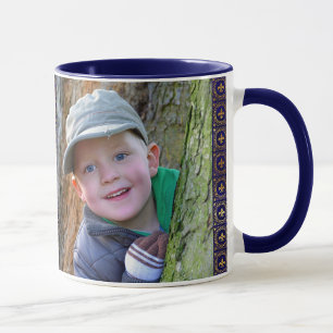 Personalise 2 Photo Navy Blue Coffee For Dad Mug