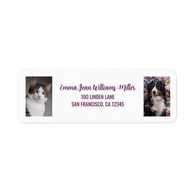 Personalise 2 Photos Cat Dog Modern Return Address (Front)