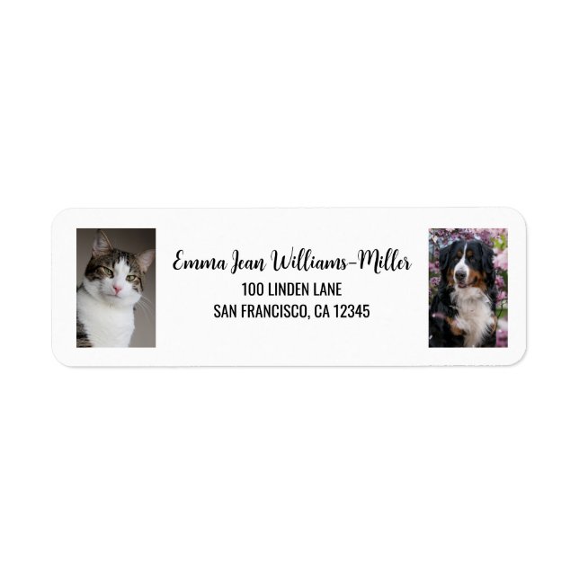 Personalise 2 Photos Cat Dog Modern Return Address (Front)