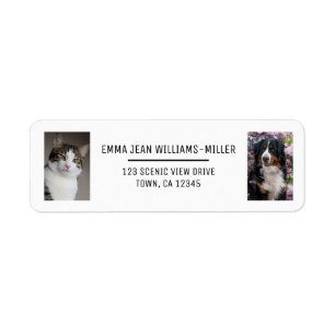 Personalise 2 Photos Cat Dog Modern Return Address