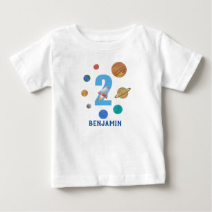 Personalise 2nd Birthday Solar System Planet Baby T-Shirt