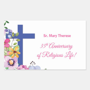 Personalise, 35th Anniversary Nun Religious Life Rectangular Sticker