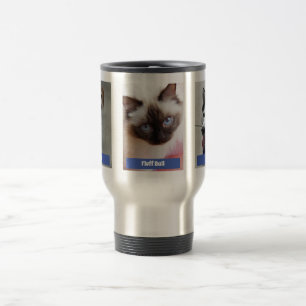 Personalise 3 Pet Photos & Names / Blue Travel Mug
