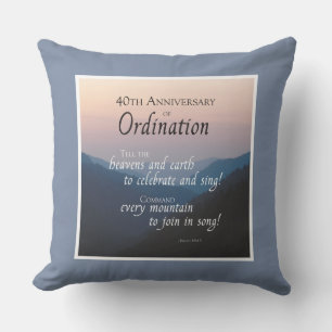 Personalise 40th Anniversary Ordination Congrats Cushion