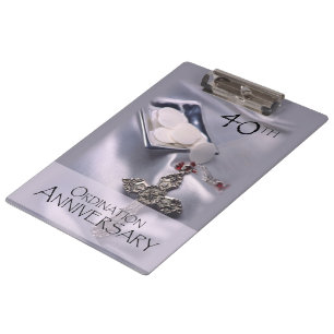Personalise, 40th Ordination Anniversary Congrats Clipboard