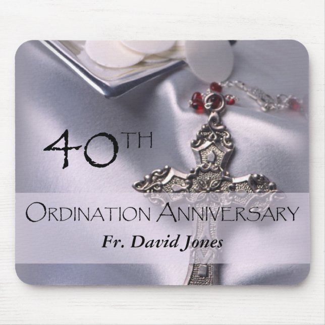 Personalise, 40th Ordination Anniversary Congrats Mouse Mat (Front)