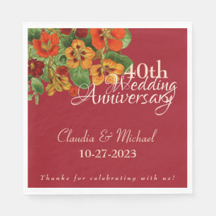 Personalise 40th Wedding Anniversary Celebration  Napkin