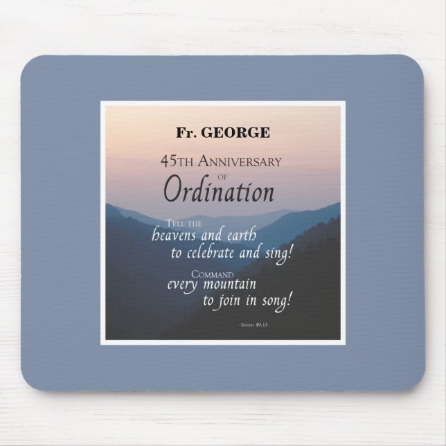 Personalise 45th Anniversary Ordination Congrats Mouse Mat (Front)