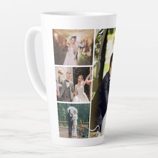 Personalise 4 Custom Photo Collage Latte Mug (Left Angle)
