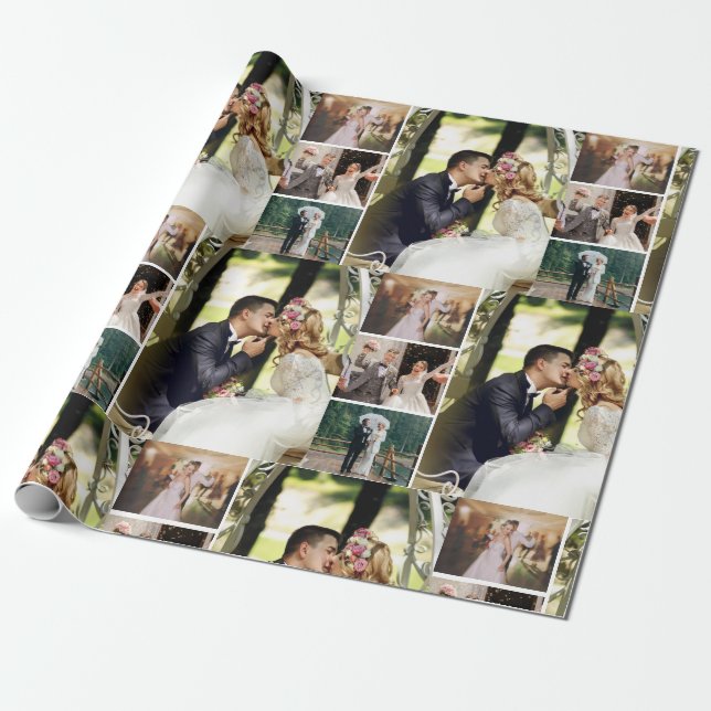 Personalise 4 Custom Photo Collage Wrapping Paper (Unrolled)