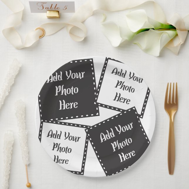 Personalise 4 Photos Paper Plate (Wedding)